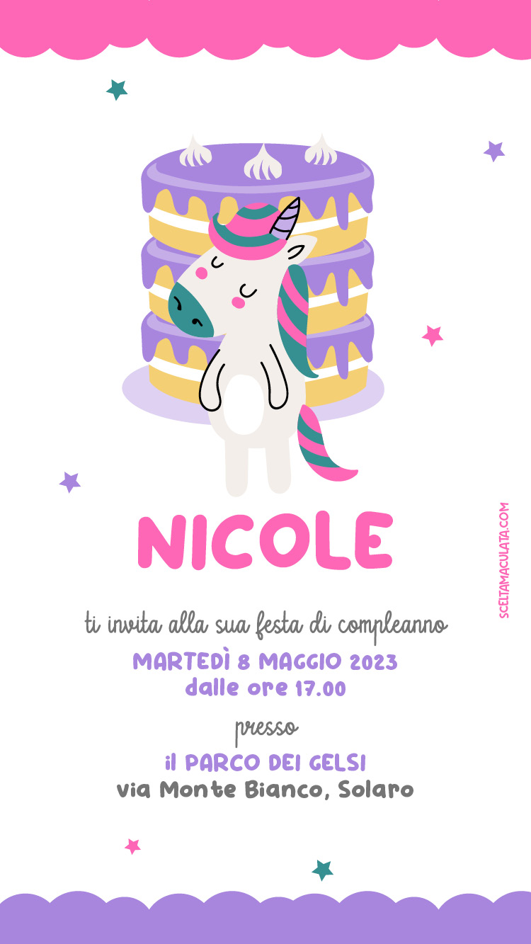 Invito festa compleanno - little unicorn - Scelta Maculata